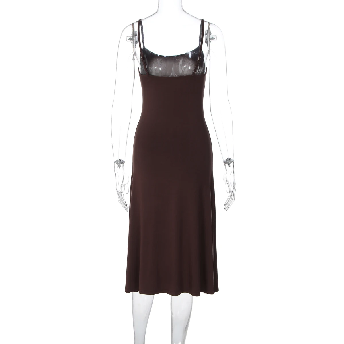 Hugcitar Damen-Kleid, elegant, einfarbig, sexy Midikleid, ärmellos, rückenfrei, Sommerkleidung, Geburtstagsfeier, Urlaub – Detail 4