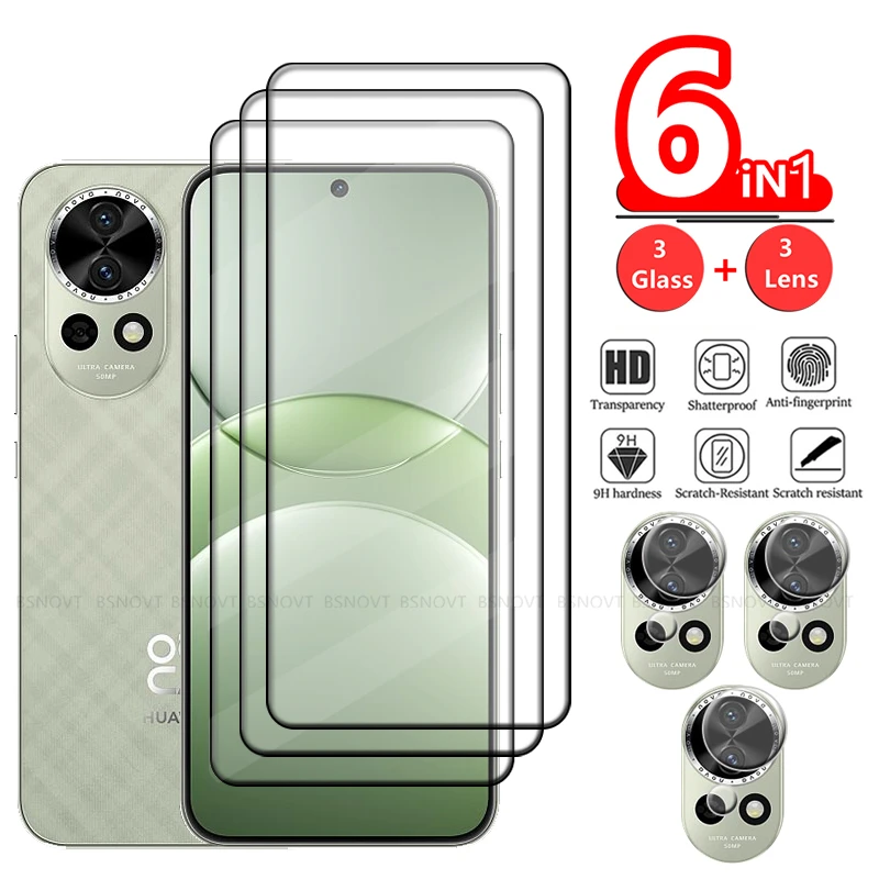 

6-in-1 For Huawei Nova 13 Glass Huawei Nova 13 Tempered Glass Full Cover Glue Phone Screen Protector Huawei Nova 13 Lens Glass