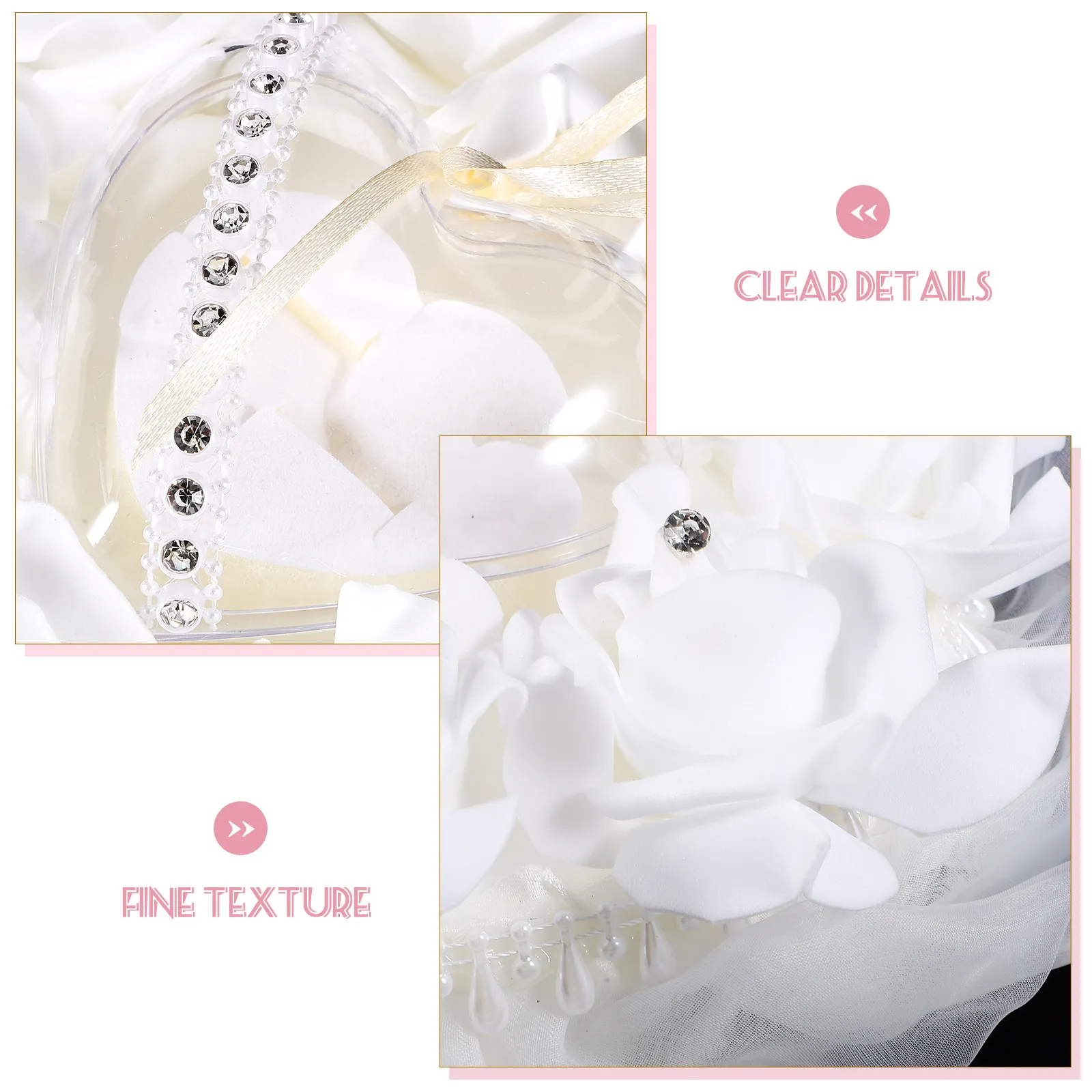 

Premium Heart-Shaped Ring Box for Wedding Ceremony Proposal Rings Foam Fabric Plastic Pearl Construction Ring Organizer Jewelry