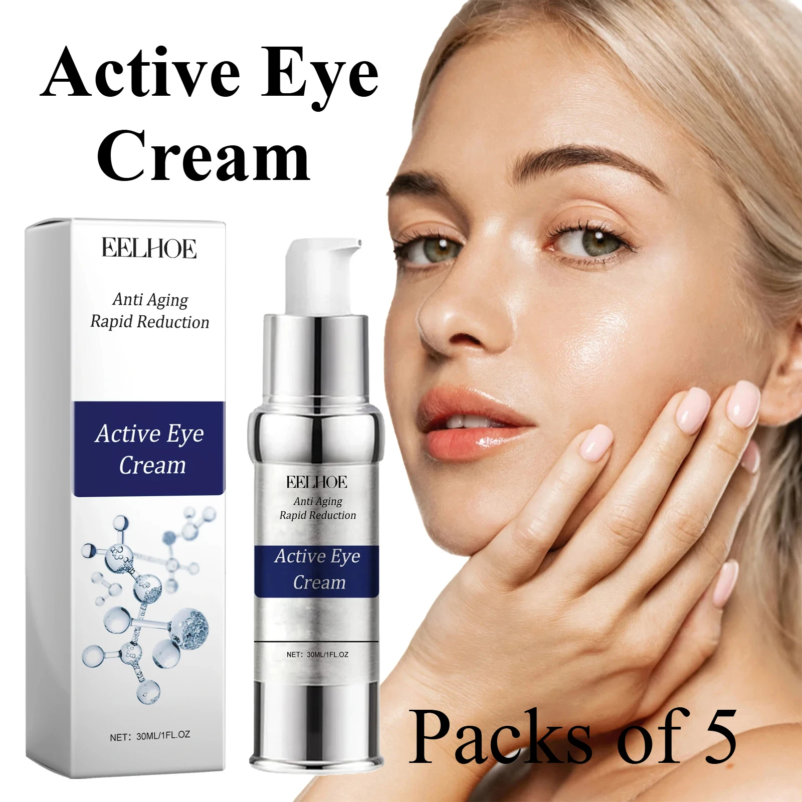 Hyaluronic Acid Active Eye Cream Fade Dark Circles Improve Eye Bags Reduce Fine Lines Vitamin C Anti Wrinkle Firm Eye Cream Kit