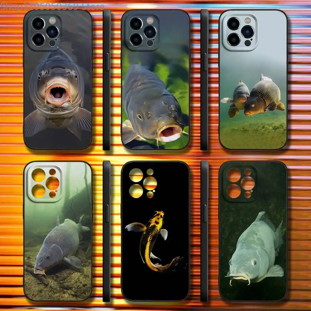 

CARP FISHING Phone Case For iPhone 17,16,15,14,13,12,11,Pro,Max,Plus,X,XS,SE4,E,Mini,Soft Black Case