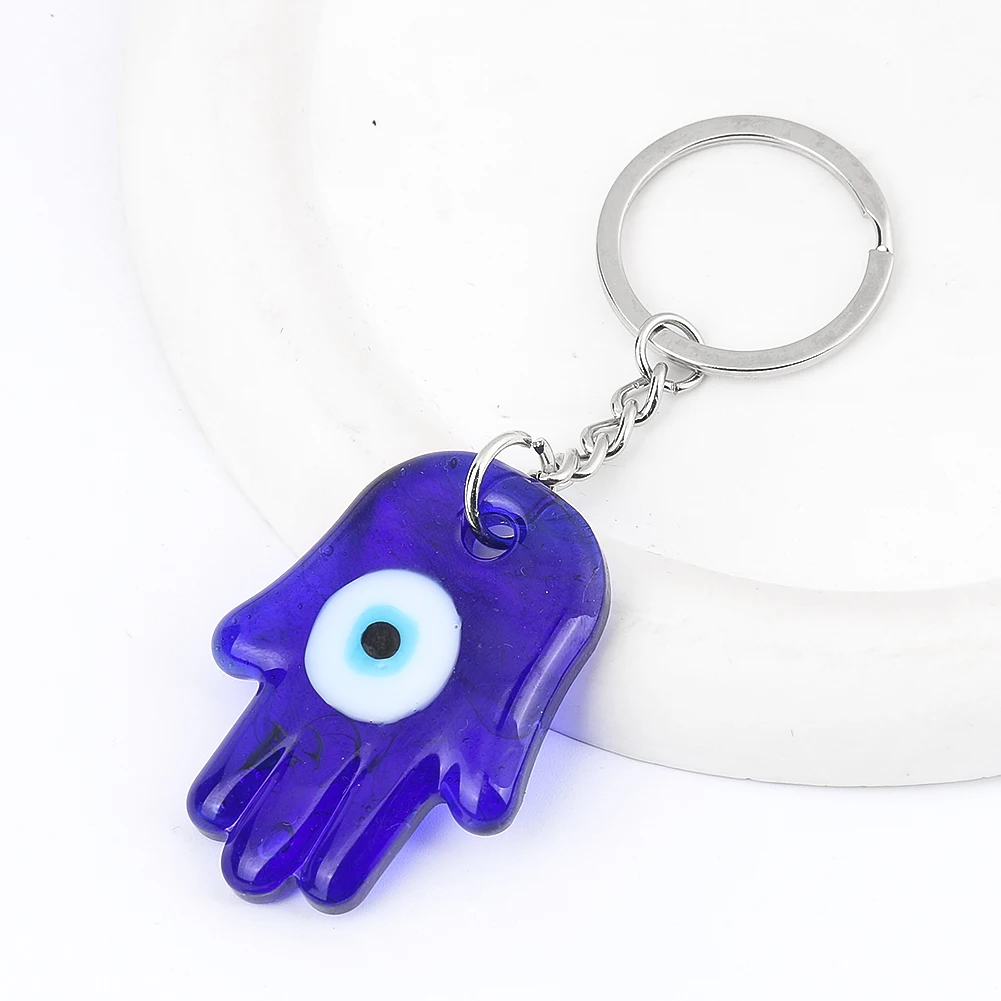 תורכי מזוגג כחול עין פטימה יד Keychain עין רעה מזל קמע רכב מפתח טבעת תיק תליון דקור גברים נשים תכשיטים מתנה