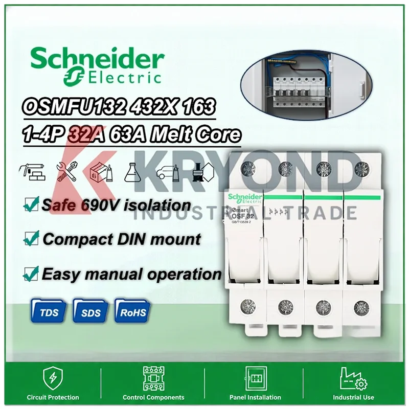 Schneider OSMFU Series 32A 63A Switch Disconnector 1 2 3 4XP DIN Rail Mount Isolator for Electrical Control Cabinets and Panels