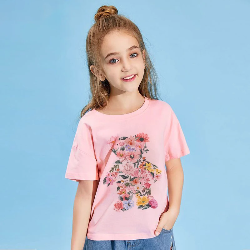 New Summer Cute Little Bear Children T-shirt Kawaii Flower Bear T Shirt Cartoons Casual Vintage Clothes Kid Girl Boy Top Tee