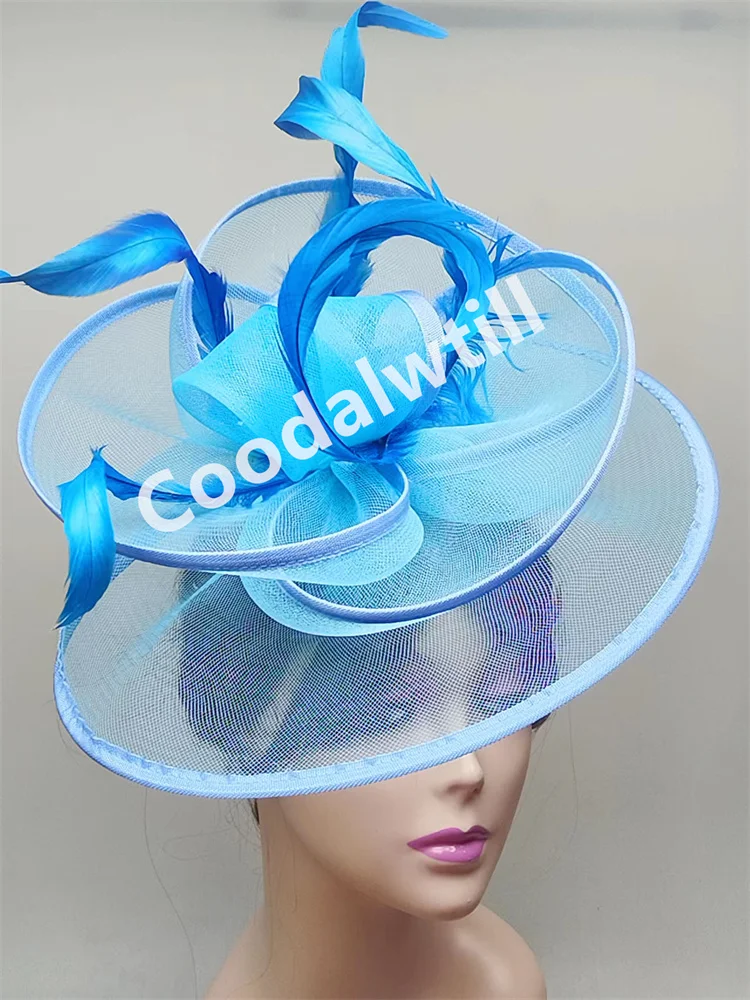 Wedding Fascinators Hats Women Church Party Veils Headpiece Ladies Cocktail Race Chapeau Cap Feather Derby Pillbox Cap Headband