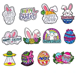 Cute Cartoon Happy Easter Bunny Enamel Pins Beautiful Easter Egg Metal Brooch Badge Trendy Charm Lapel Jewelry Gift For Friends