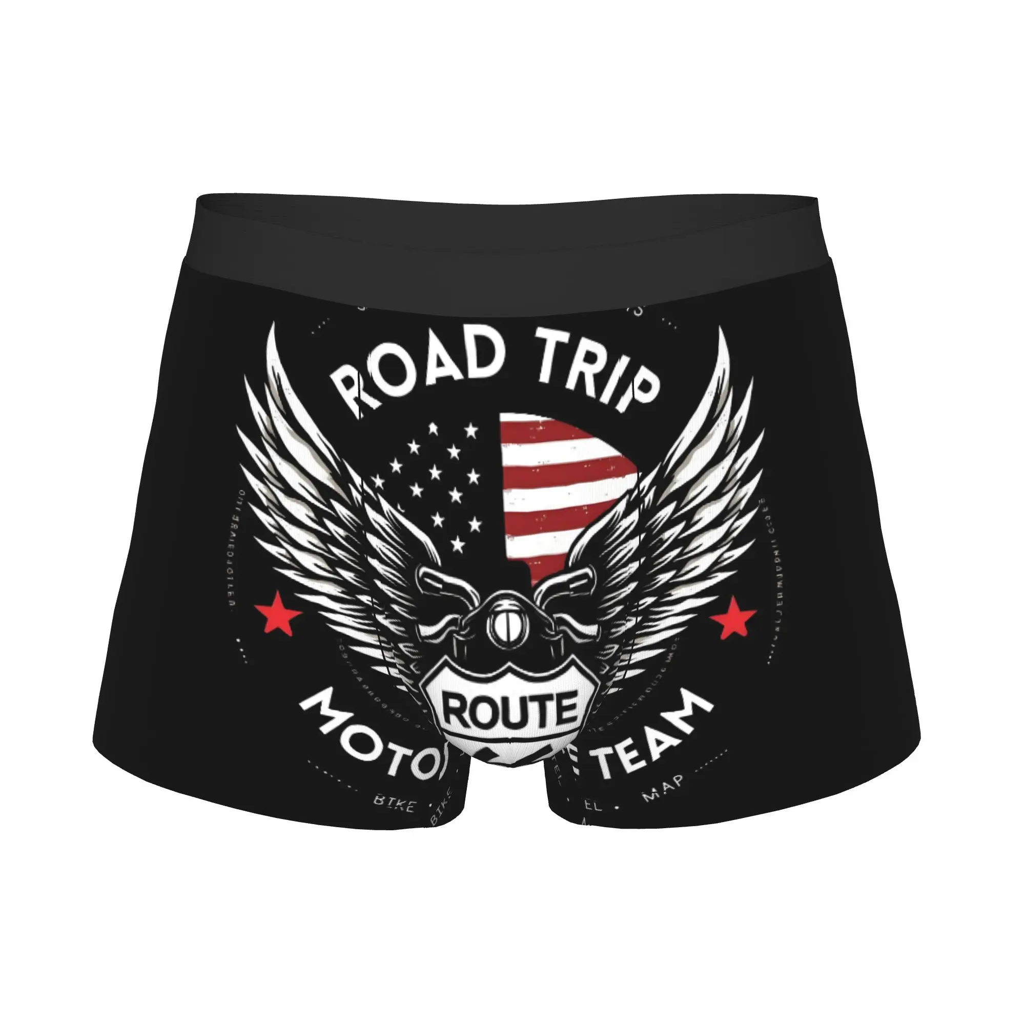 Cool USA Flag Motorcycle Route 66 Boxers Shorts Panties Men's Underpants Stretch The Mother Road Briefs Underwear