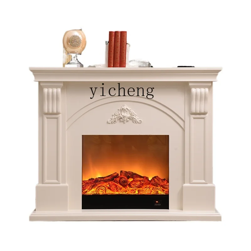 ZF Simple Solid Wood Electric Fireplace Curio Cabinet Living Room Home Heating Fireplace Core Stove