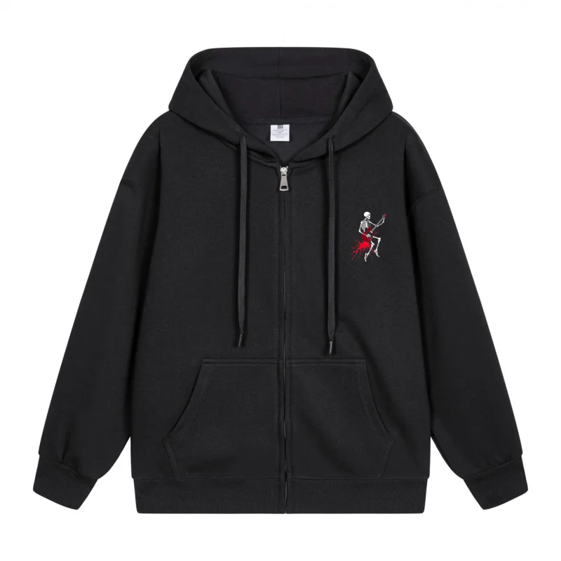 

Men's Zip-Up Hoodie Black Hoodie With Red Design Halloween in 2025 Casual Couples’ Style Halloween Theme Halloween Party Outfit