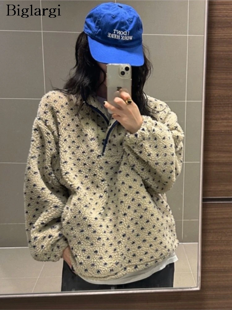 الخريف الشتاء امبسوول البلوز المرأة البولكا نقطة طباعة أزياء السيدات بلوزات الكورية نمط فضفاض امرأة البلوز