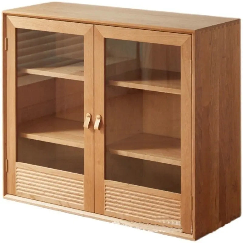 

Nordic, solid wood, bookcase, small apartment, household, living room, combination, glass, display