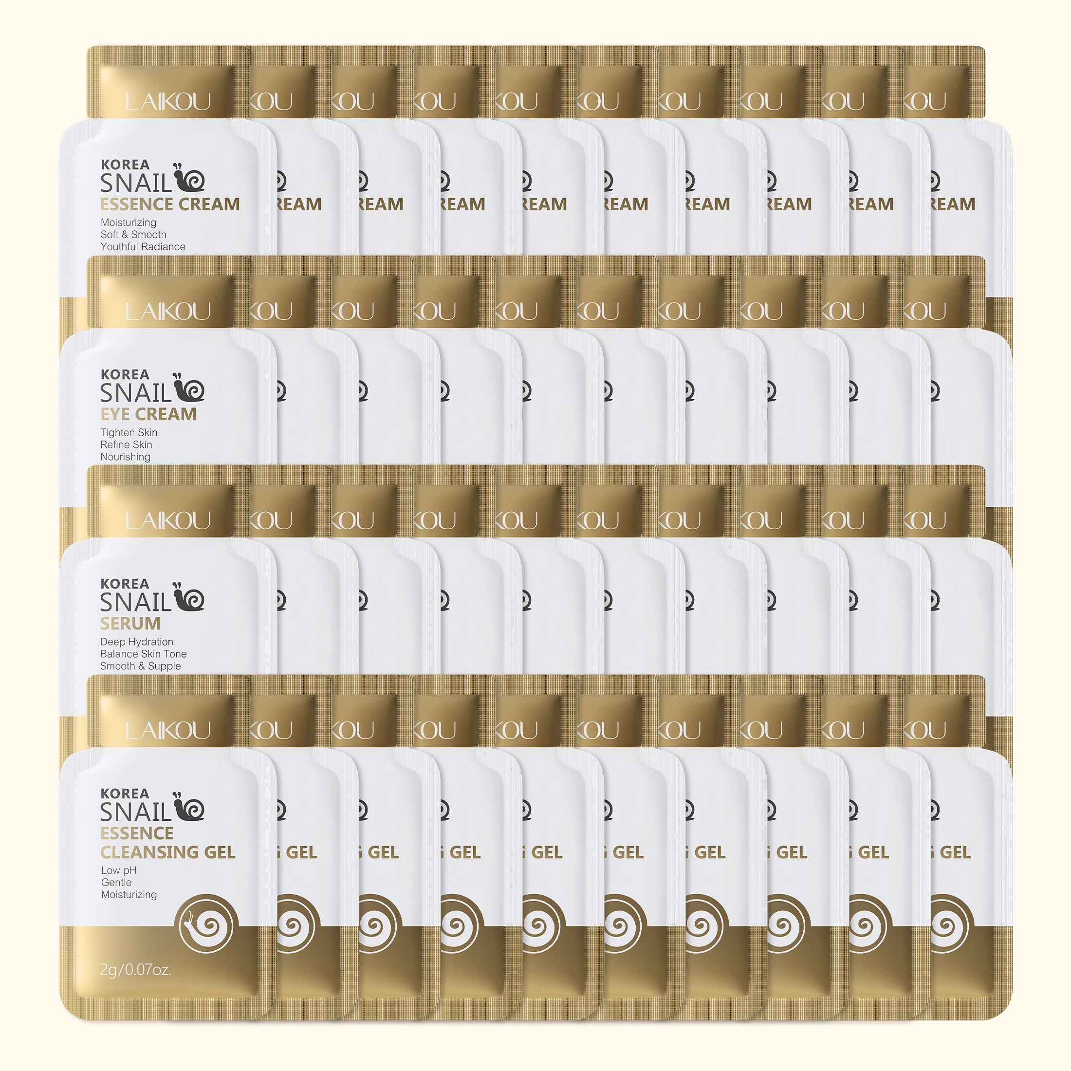 Anti-Aging Face Cream - 40Pcs LAIKOU Snail Extract Skincare Sachet