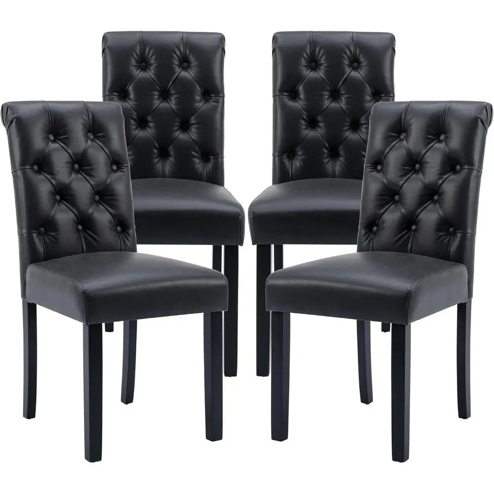 

Современные стулья для гостиной, комплект из 4 штук, с высокой спинкой, обивка из искусственной кожи с пуговицами, удобные мягкие стулья для кухни/ресторана