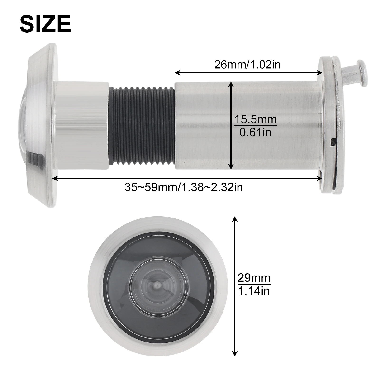 Set di punte da trapano per spioncino con visore per porta da 200 gradi in ottone massiccio per spessore porta di 40-65 mm con copertura privacy rotante, punta da trapano da 16 mm