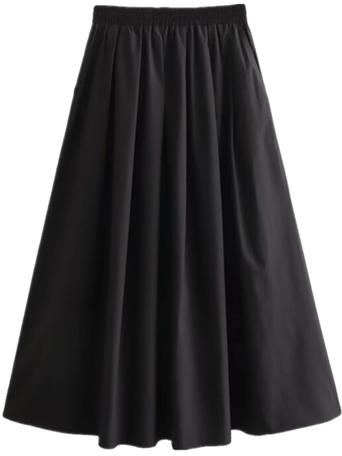 2024년 봄 하이웨이스트 미디 블랙 스커트 여성 패션 우아하고 다재다능한 중간 길이 하프 바디 스커트 프리미엄 품질