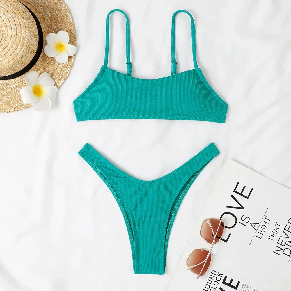 Vermelho micro biquíni 2024 biquini brasileiro com nervuras tanga maiô feminino alta corte natação maiô feminino verão beach wear