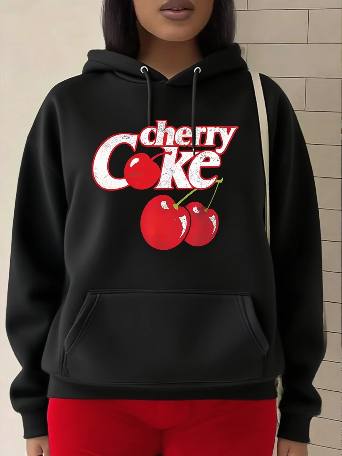 

Cherry Graphic Printing Autumn and Winter Pure Cotton Men's and Women's Hoodies Casual Outdoor Street Sports Loose Training