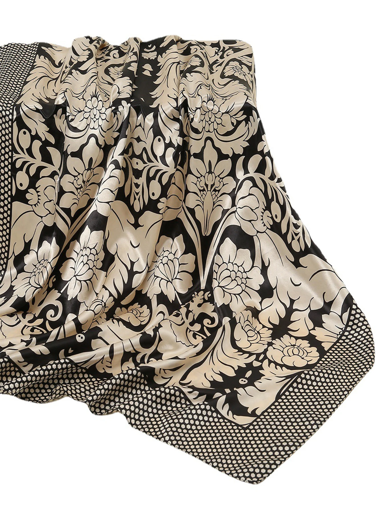 90*90cm quadratischer Seiden schal Frauen drucken Schals Satin Schal Wrap Hijab weibliches Stirnband Bandana Foulard Halstuch – Detail 7