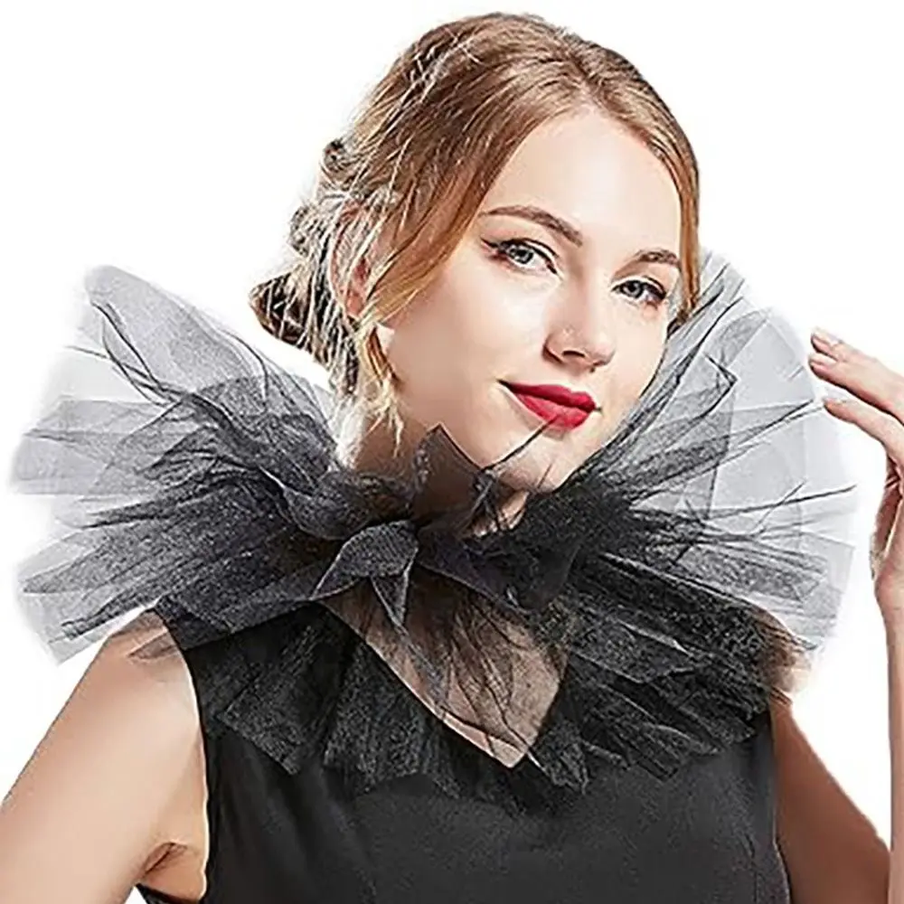 Fashion Fake Collar Victorian Detachable Jabot Collar Ruffled Lace Jabot Neck Collar Adults Stage Party Steampunk Accessory