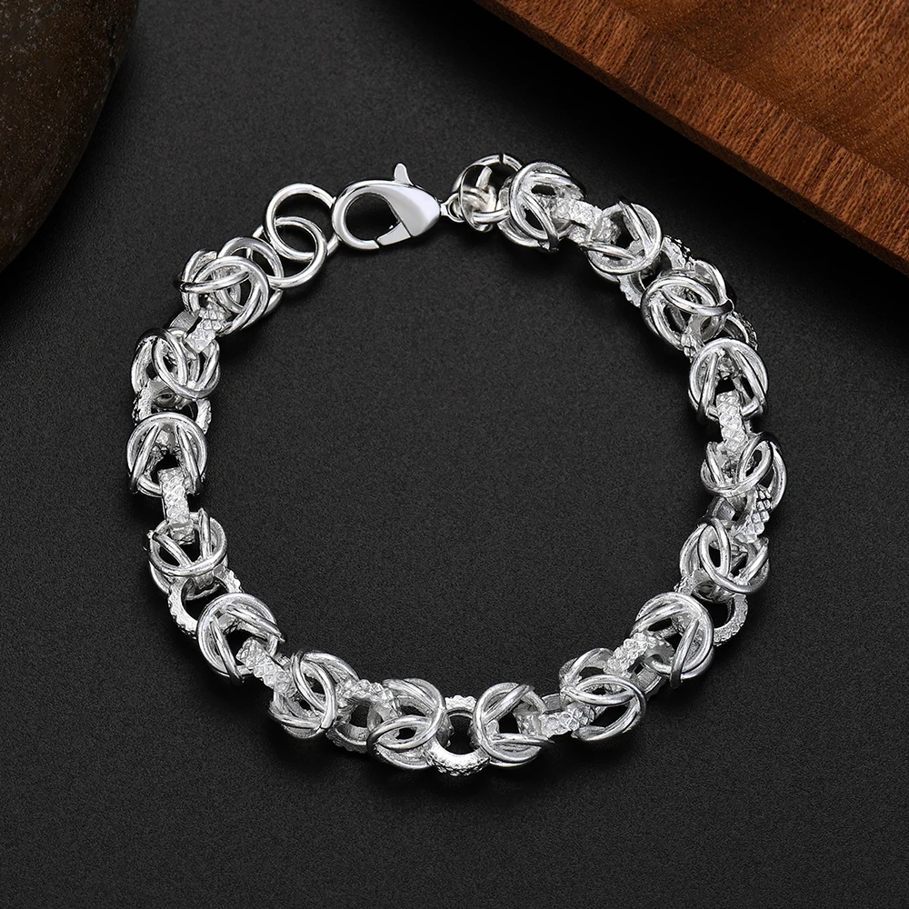 새로운 고귀한 925 스털링 실버 y2k 8MM 원형 - Men Accessories Chain And Bracelet 리뷰 및 가격