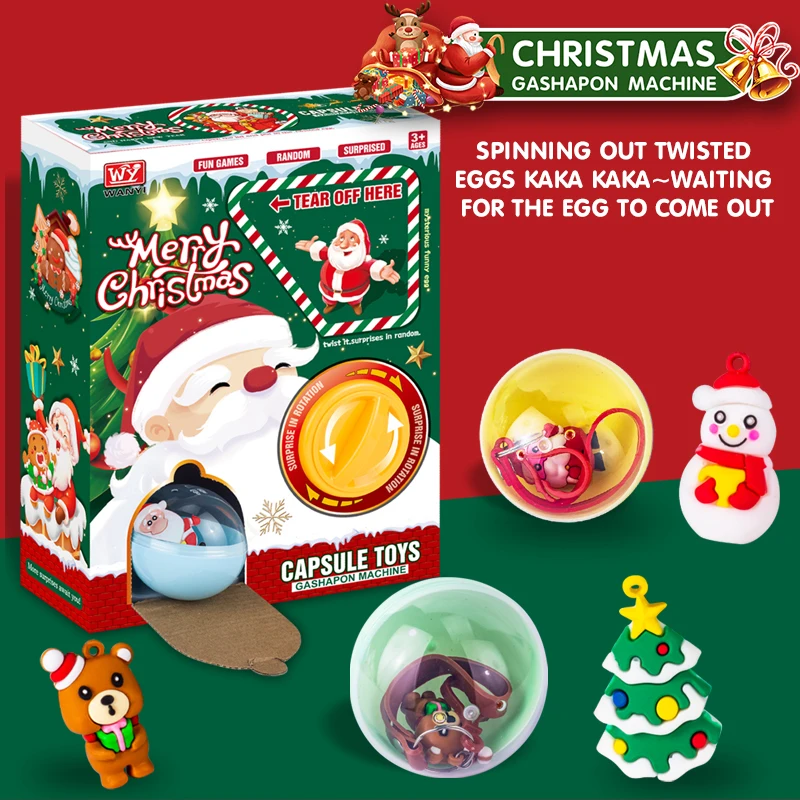 

Surprise Christmas Theme Gashapon Machines with 6 Random Capsule Toys Egg Twisting Machine Cardboard Box Collectible Toys Gifts