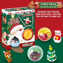 Surprise Christmas Theme Gashapon Machines with 6 Random Capsule Toys Egg Twisting Machine Cardboard Box Collectible Toys Gifts