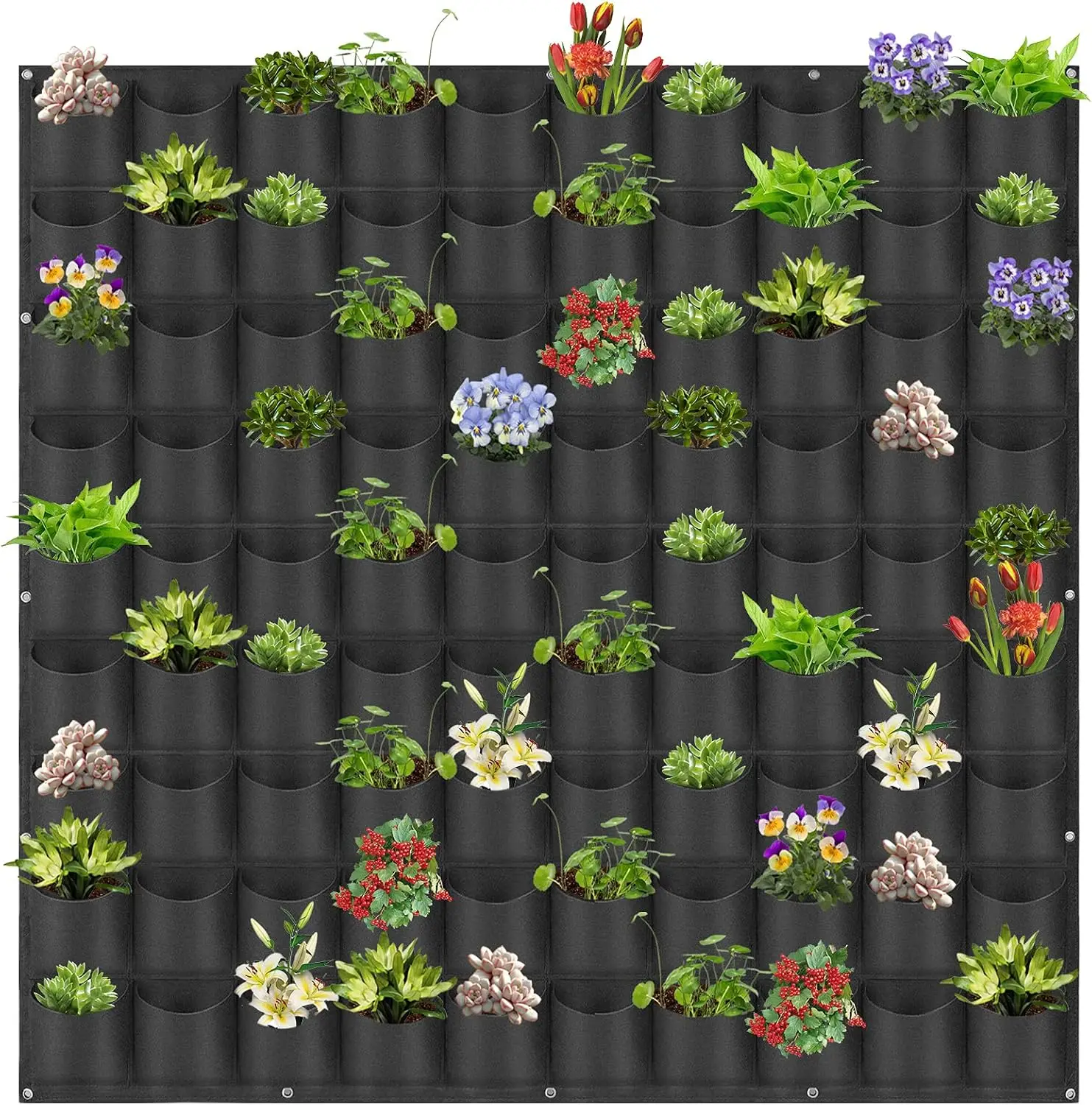 

Навесные мешки для выращивания растений, 90 карманов, настенный грядочный мешок, для вертикального озеленения внутри и снаружи помещений, для цветов