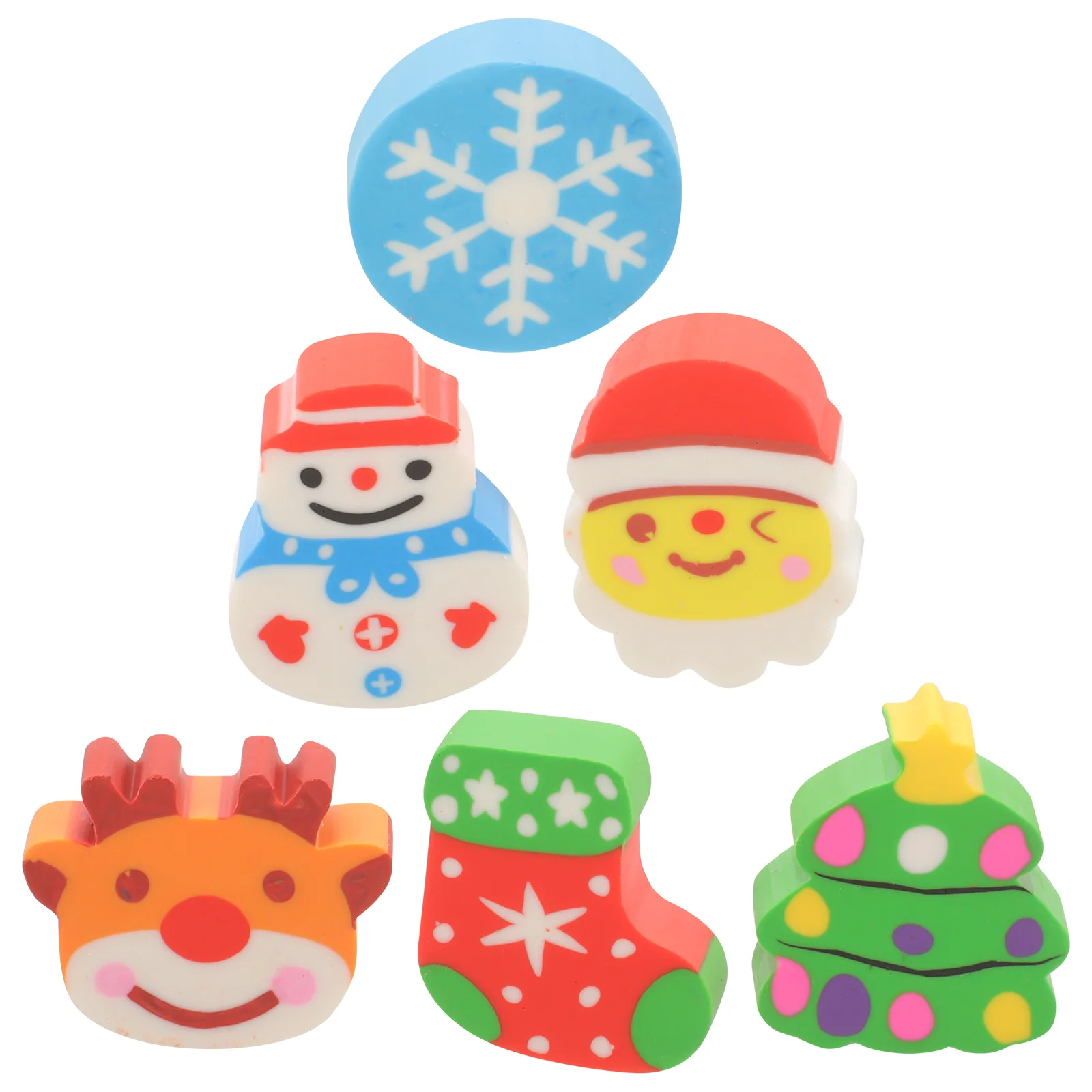 

10Pcs Christmas Eraser Collection Cute Elk Cartoon Shape Rubber Erasers Kids Backpack Accessories Holiday Party Giveaways
