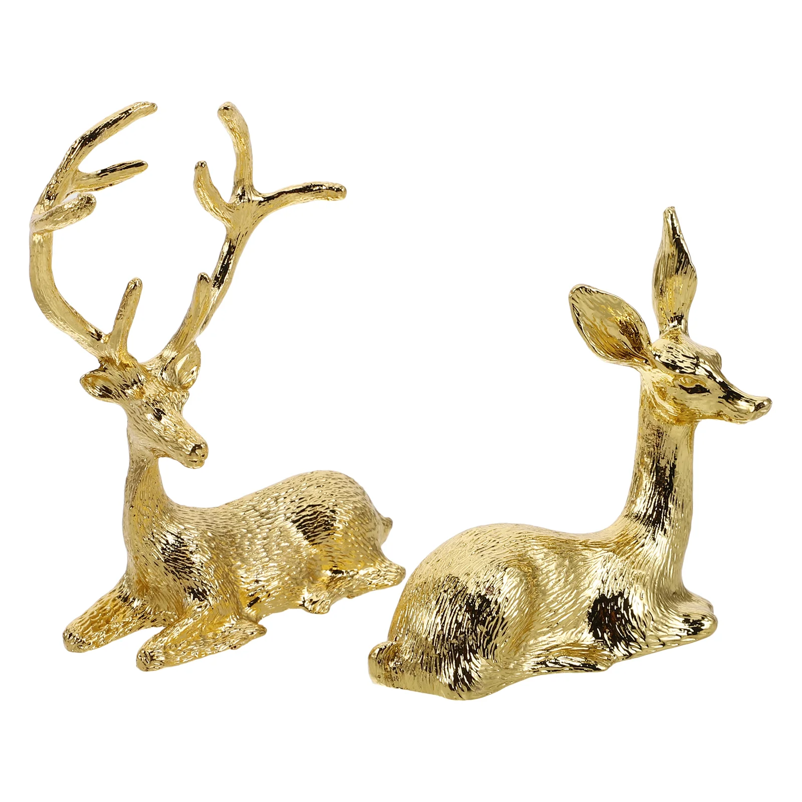 2 Pcs Reindeer Tabletop Decor Christmas Living Room for Couple Statue Animal Lovely Metal Decoration Lovers Ornament