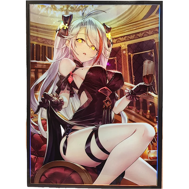 60Pcs/set Cards Sleeve Azur Lane KMS Prinz Eugen Anime Game Characters Colorful Color Flash DIY Toys Gift Cards Protective Cover