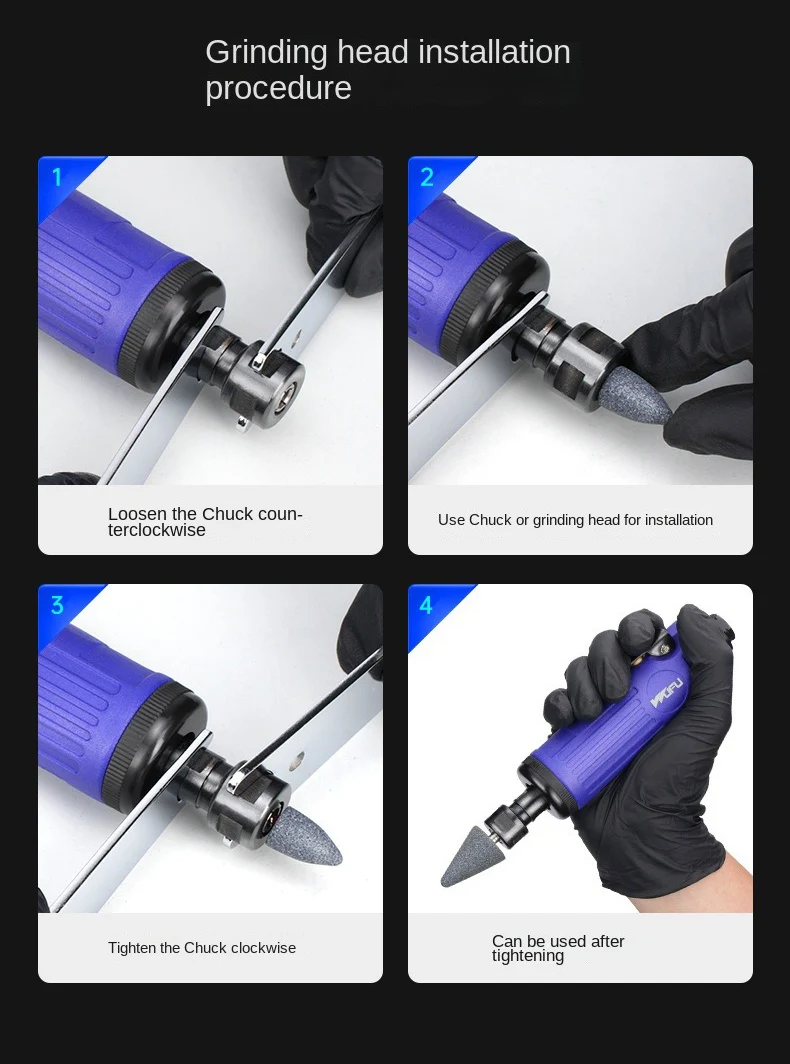 3mm/6mm Pneumatische Stabschleifer Luft Gravur Schleifer Schleifmühle Gravur Werkzeug Poliermaschine für Pneumatische Werkzeuge – Detail 10