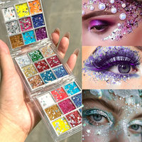 9Colors Glitter Gel Eyeshadow Palette Face/Body Shimmer Star Moon Sequins Sparkling Glitter Eyeshadow for Kids Party Make up F7%