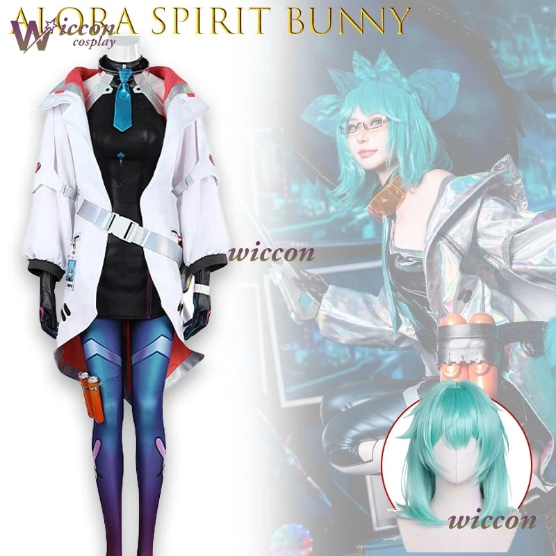 

qja/s Alora Spirit Bunny Double Realm Cosplay Costume Game Full Set Female Halloween Party Performance Wear Collection Party Cos