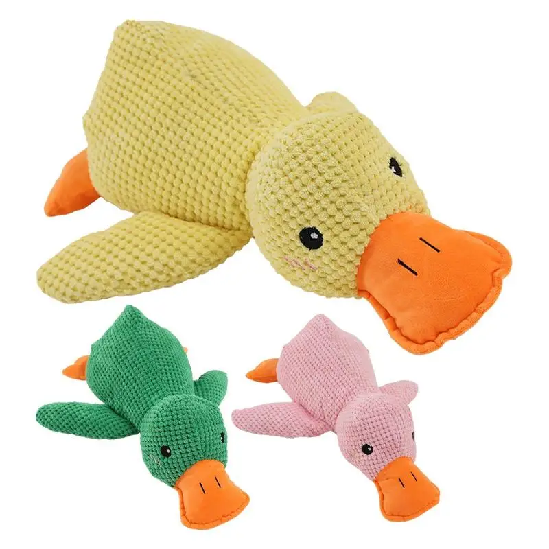 The Mellow Dog Calming Duck Stuffed Duck Dog Toy Dog Stuffed Animals Chew Toy Durable Squeaky Dog Toys for Indoor Puppy