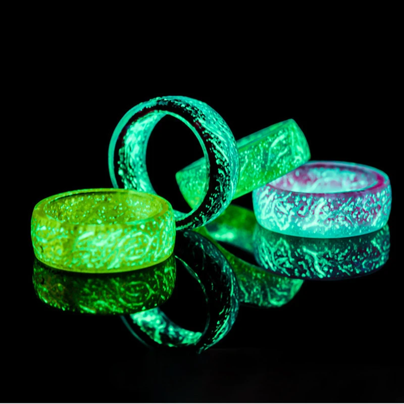 New Fashion Colorful Luminous Resin Ring Women Men Fluorescent Glowing Rings Jewelry Glowing In The Dark Ring Band Halloween