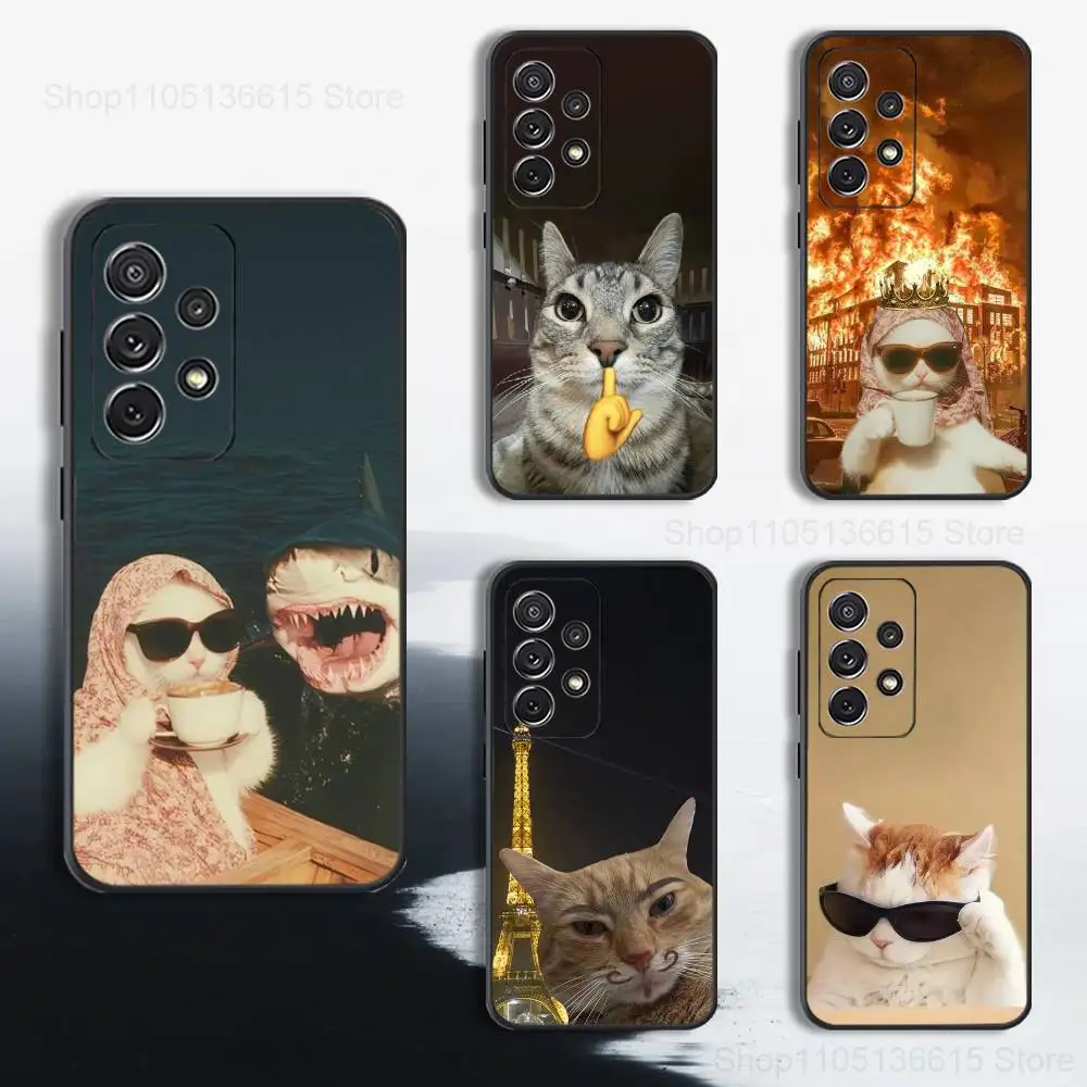 

Funny Art Cat Memes For Samsung S9,S10,S20,S10,S21,S25,S24,S23,Ultra,FE,Plus,Lite,Soft Silicone Black Case