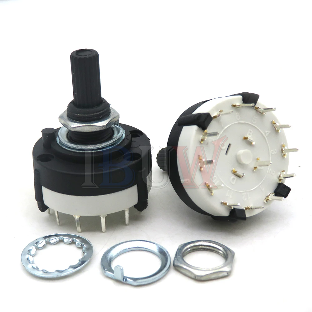 RS16 RS26 Selectable Band Rotary Channel Selector Switch Single Deck Rotary Switch Band Selector 1P12T 2P6T 3P4T 4P3T