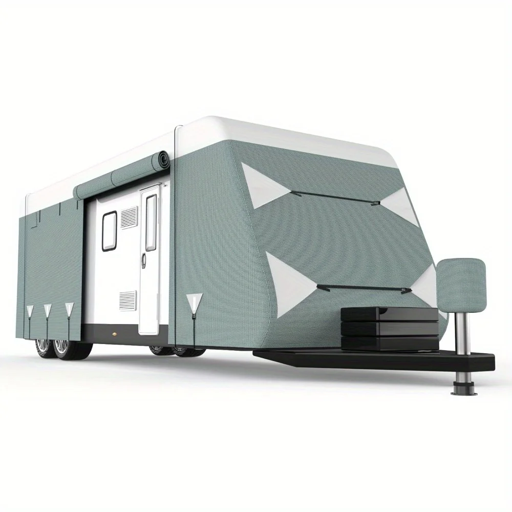 28.7-31.6피트 트래블 트레일러 RV 커버, 업그레이드된 옥스포드 방수 찢김 방지 자외선 차단 캠퍼 커버