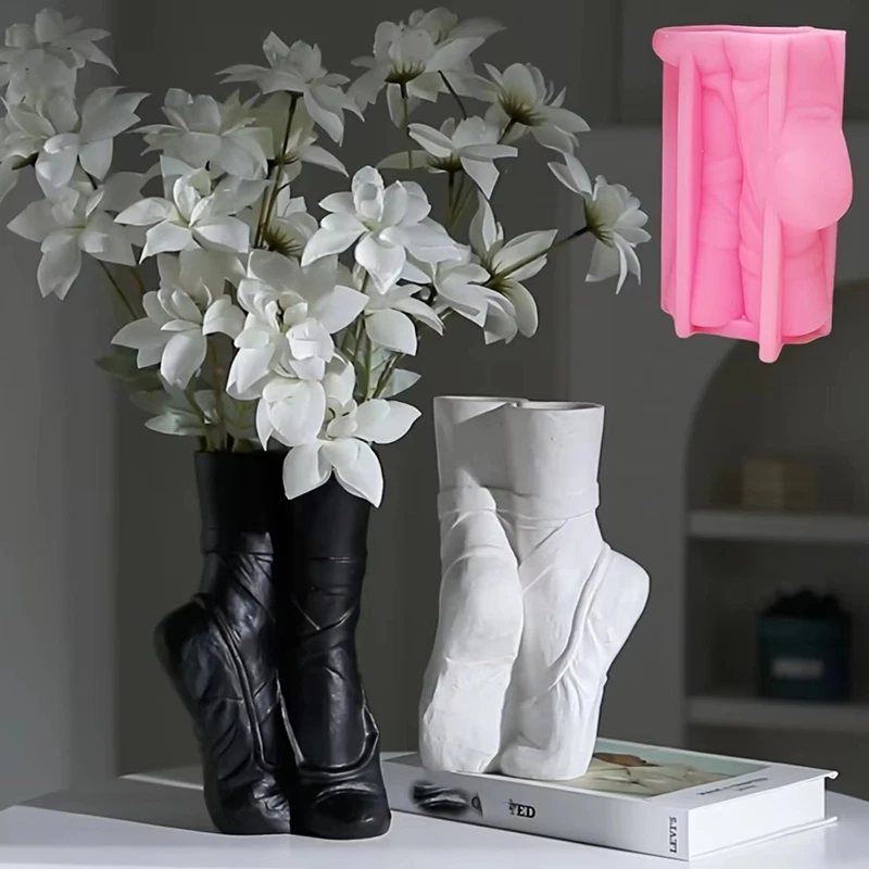 DIY Dance Cloth Shoes Shaped Vase Epoxy Resin Silicone Mold Ballet Foot Vase Concrete Mold Home Decor Vase Gypsum Mold