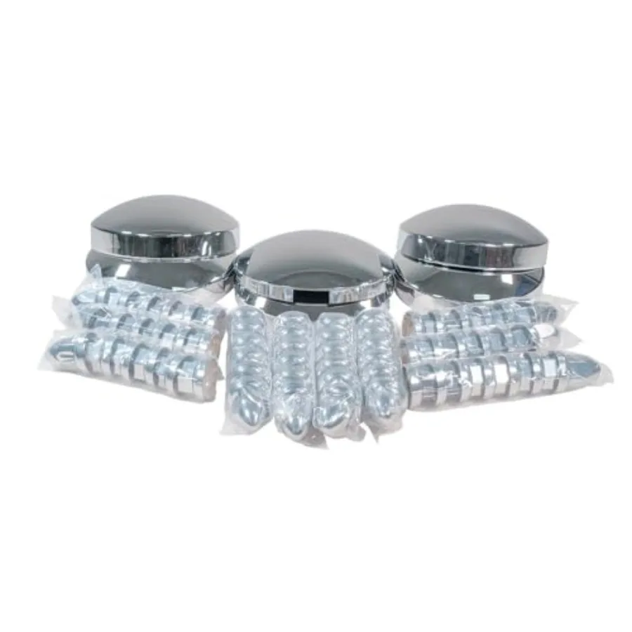 

Steel Chrome Axle Wheel Cover Set Includes Front Hub Caps (4) Rear Hub Caps (60) Lug Nut Covers 33mm for Semi Truck Axle Cover