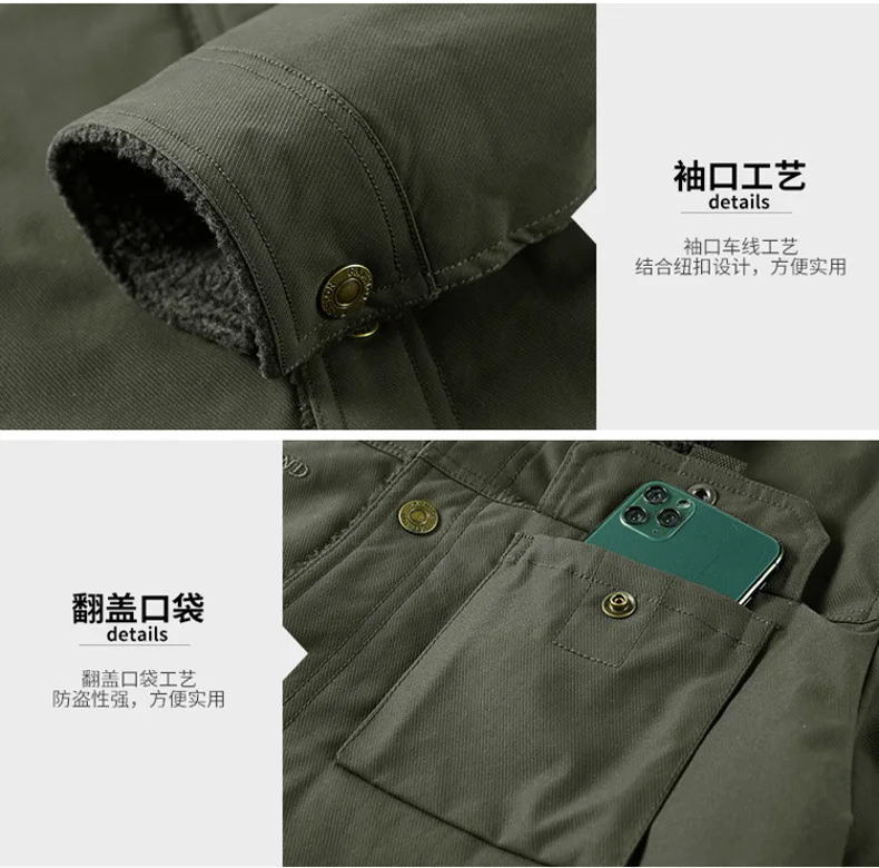 Winter Washed Sherpa Fleece Jacket Men's Thick Warm Casual Outerwear