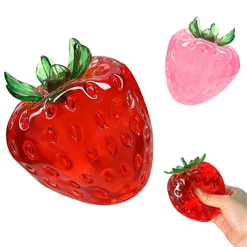 Strawberry Scented Squishy Stress Relief Ball Vaseline Fidget Toy ASMR Sensory Squeeze Ball No Rebound for Holiday Gifts