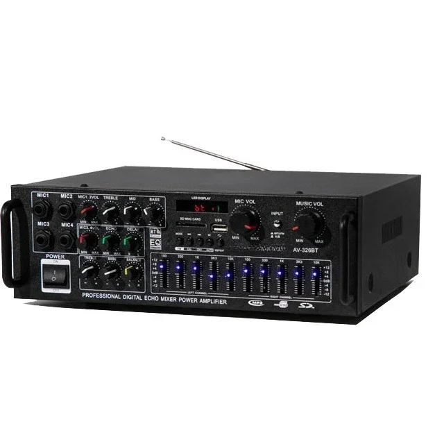 Durable High-power Household Power Amplifier 12V/220V Bluetooth EQ Equalizer Car Outdoor Karaoke Dual-purpose Power Amplifi
