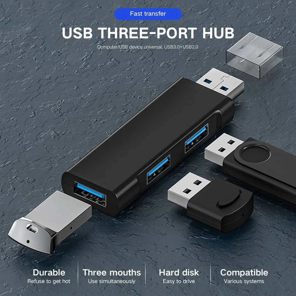 3 in 1 USB3.0 Hub Splitter Fast Speed Adapter Multi Usb 3 Port Extensor Converters For Macbook Laptop Pc Computer Accessories