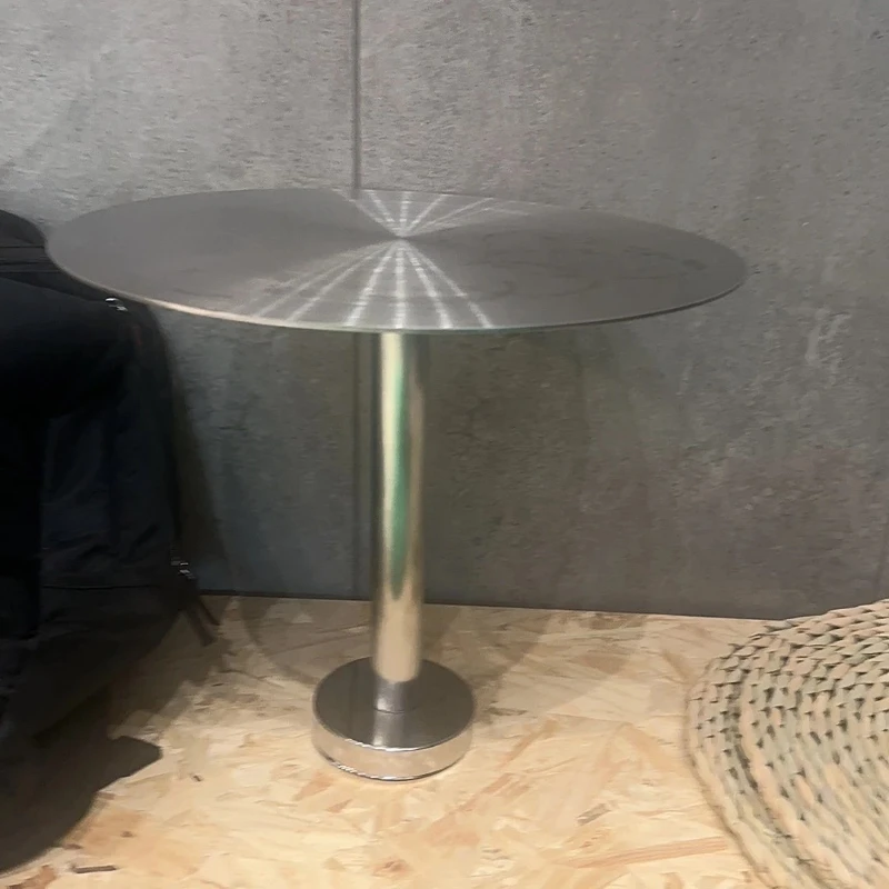 

Stainless Steel Side Table Space-Saving Cafe Bistro Table Compact Bar Counter Desk for Small Spaces Coffee Tables