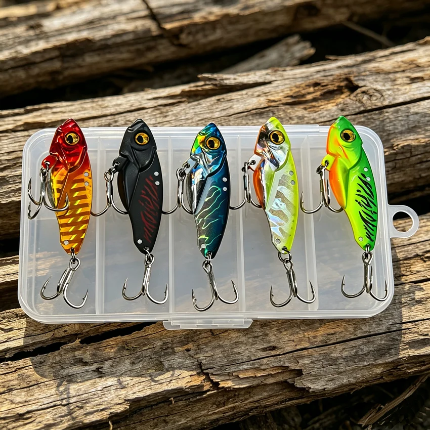 Image of 5 Stück/Box Metall-Vibrationsköder 7g-14g Blade Lure Wobbler zum Angeln, Lipless Vibrationslöffel, sinkende Kunstköder für Bass, Hecht, Karausche, Barsch