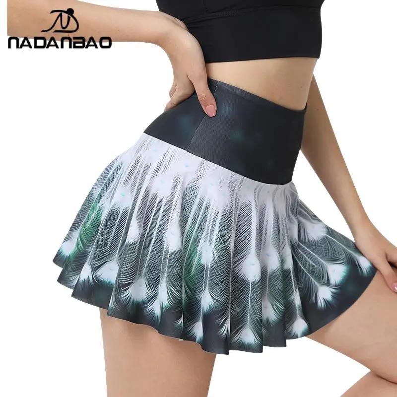 Nadanbao Floral Print Shorts Skirt Fashion High Waist Pleated Running Dress Women sports Tennis Summer Women's Clothing 2025
