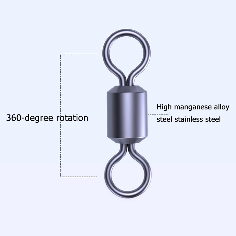 20~100PCS American-style Swivel Fishing Swivels High Manganese Alloy Steel Fishing Tackle Saltwater Freshwater Fishing Connector