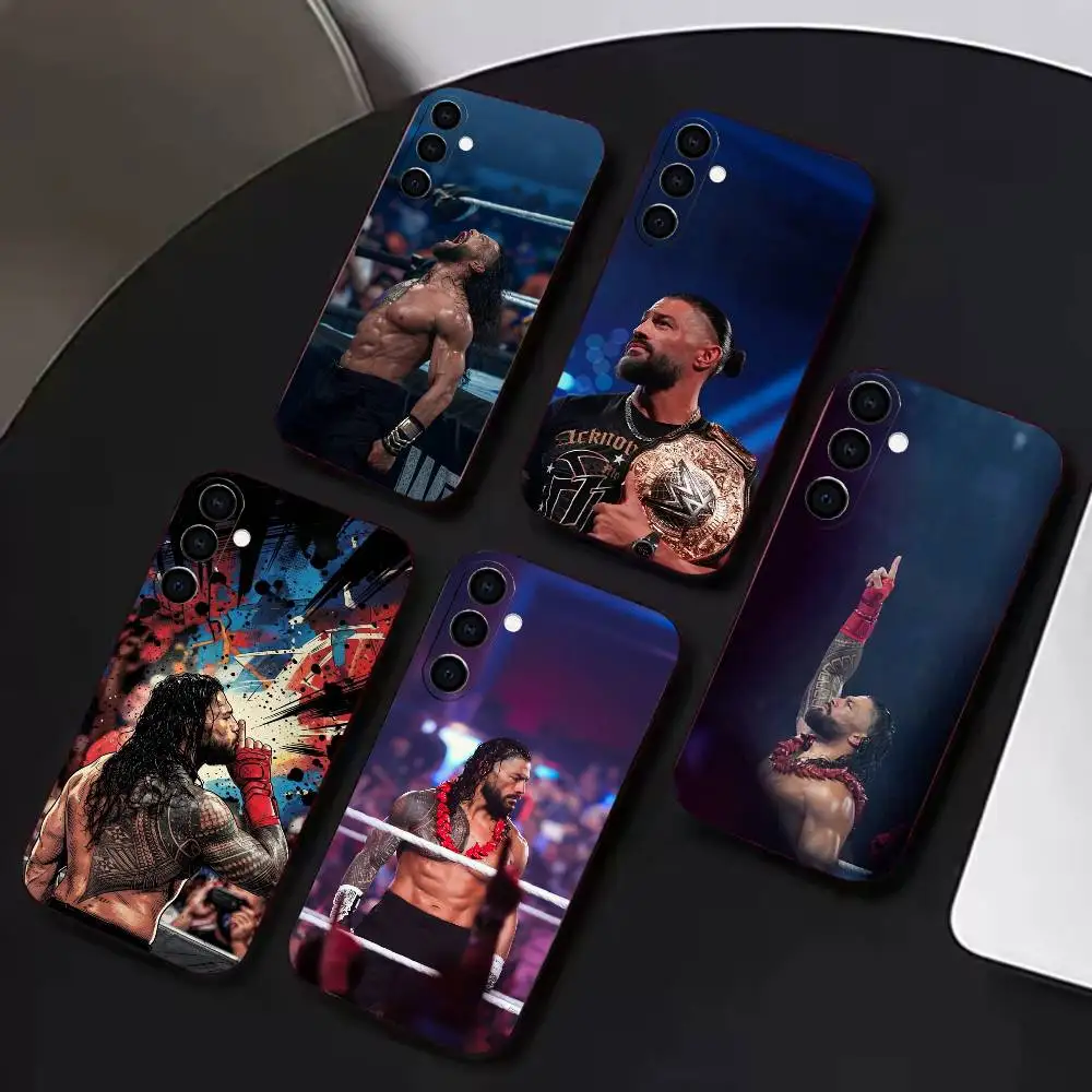 Funda de teléfono Wrestle R-roman Reigns Mania para Samsung A72,A71,A72,A70,A53,A52,A51, funda negra suave de TPU