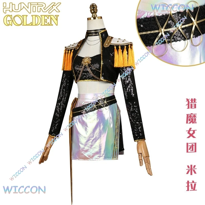 K-Pop Demon Outfit Hunters Mira Cosplay Clothes Costume Wig Performance Black Suit  Hallowen Girl Group Idol Roleplay Women Sexy